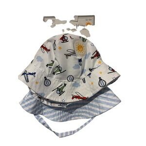 2 Pack Baby Sun Hats Toddler Bucket Hats Airplane Print Blue Stripes UPF 50